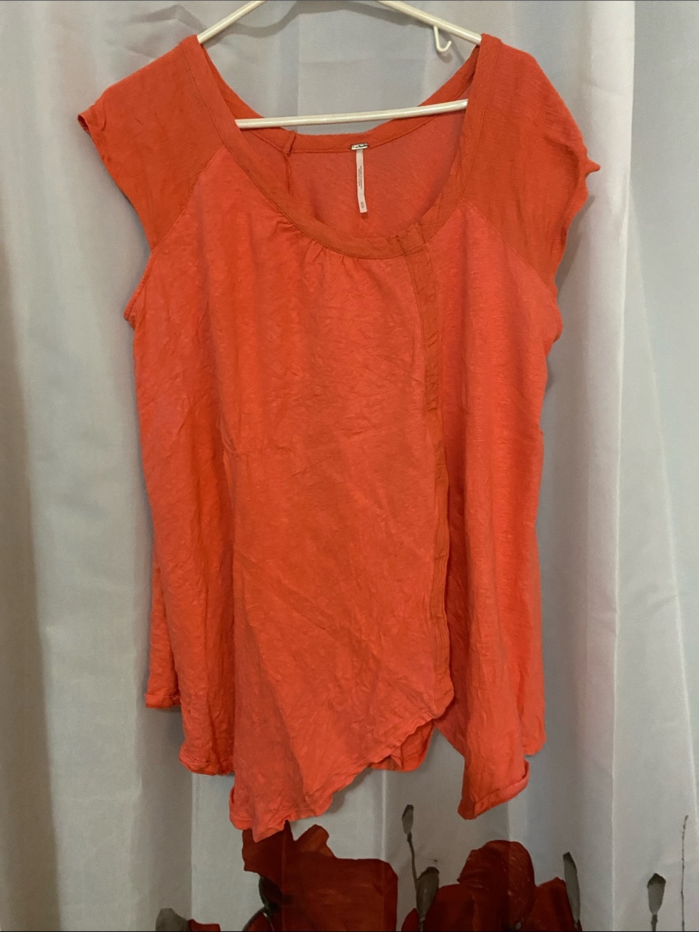 Free People Orange Cap-Sleeve Scoop Tunic